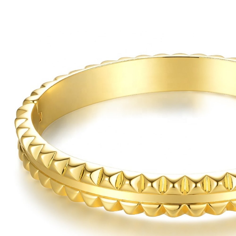 Pyramid Studs Cuff Bracelet Geometric Bangle - Picture 4 of 5